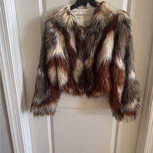 Twelfth Street by Cynthia Vincent Multicolor Faux Fur  Jacket